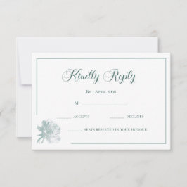 Tarjeta Pequeña Caligrafía Moderna Verde Sabio Floral RSVP de Boda