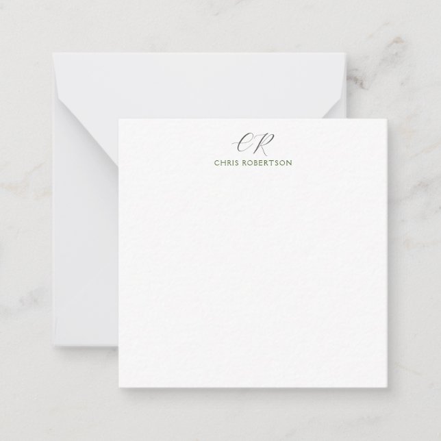 Tarjeta Pequeña Caligrafía Monograma Nombre Personalizado blanco n (Anverso)