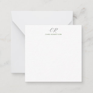 Tarjeta Pequeña Caligrafía Monograma Nombre Personalizado blanco n