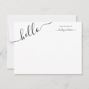 Tarjeta Pequeña Caligrafía negra moderna Hola personalizada