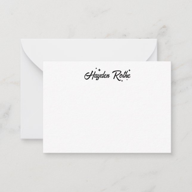 Tarjeta Pequeña Caligrafía retro blanca y negra caprichosa (Anverso)