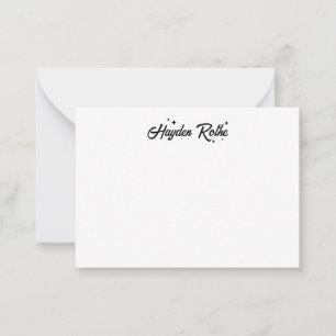 Tarjeta Pequeña Caligrafía retro blanca y negra caprichosa
