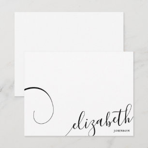 Tarjeta Pequeña Caligrafía romántica simple en blanco y negro