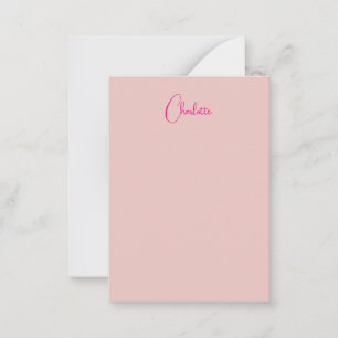 Tarjeta Pequeña Caligrafía Rosa Dorado Elegante Sencilla Nombre