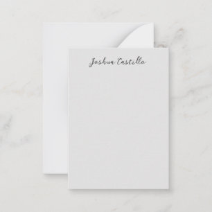 Tarjeta Pequeña Caligrafía Simple Gris Nombre Profesional