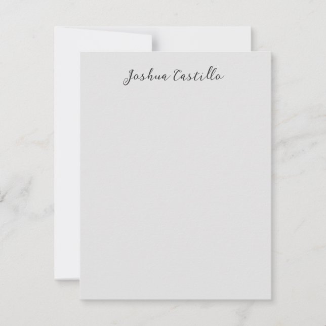 Tarjeta Pequeña Caligrafía Simple Gris Nombre Profesional (Anverso)