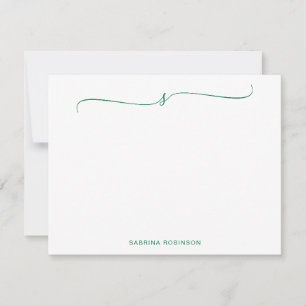 Tarjeta Pequeña Caligrafía verde Minimalista clásica