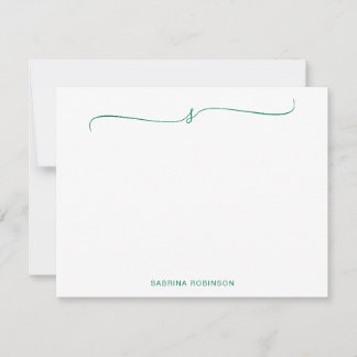 Tarjeta Pequeña Caligrafía verde Minimalista clásica