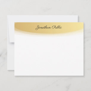 Tarjeta Pequeña Caligrafiado Nombre de guión dorado Blanco Elegant