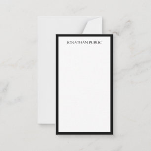 Tarjeta Pequeña Caligráfico con un tipo simple blanco negro vertic