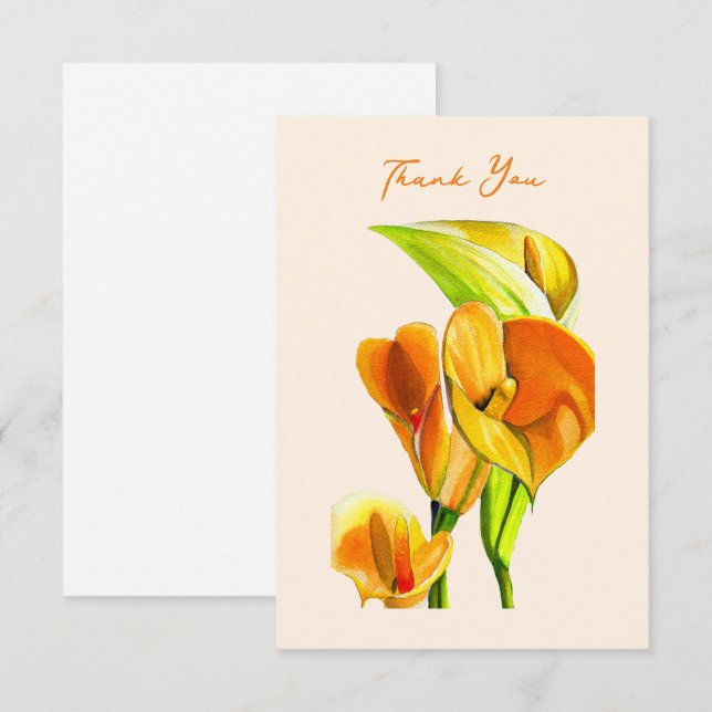 Tarjeta Pequeña Calla lily blossom acuarela floral (Anverso / Reverso)