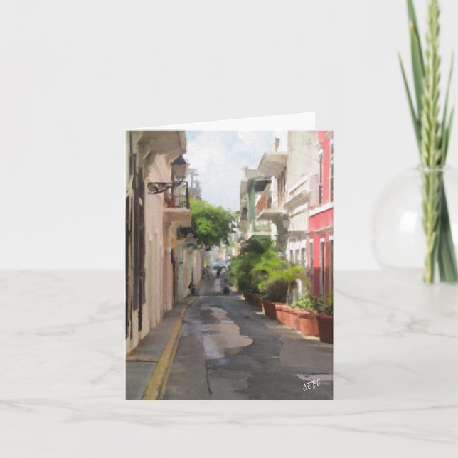 Tarjeta Pequeña calle reservada de San Juan, Puerto Rico (Anverso)