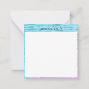 Tarjeta Pequeña Calligrafía de agua azul Script Nombre Aqua Templa