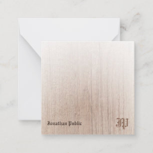 Tarjeta Pequeña Calligrafía Monograma Personalizado Madera Aspecto