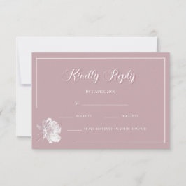 Tarjeta Pequeña Calligraphy Blush Pink White Floral Wedding RSVP