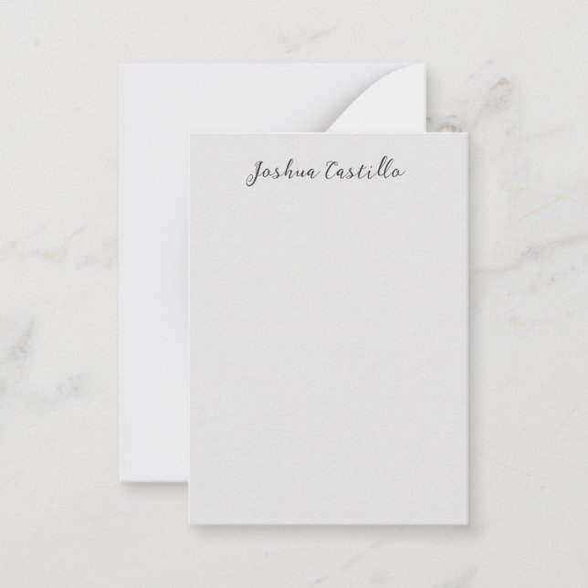 Tarjeta Pequeña Calligraphy Simple Grey Professional Name (Anverso)