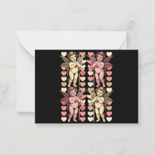 Tarjeta Pequeña Camaquito Cupido Coqueta lazo Retro Día de San Val