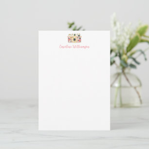 Tarjeta Pequeña Cámara floral rosa acuarela nombre personalizado