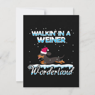 Tarjeta Pequeña Caminando En Un Weiner Wonderland Navidad