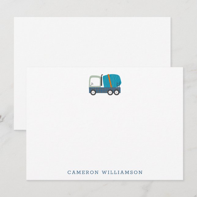 Tarjeta Pequeña Camión de arte en azul personalizado (Anverso / Reverso)
