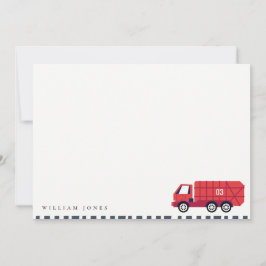 Tarjeta Pequeña Camión de basura rojo lindo cumpleaños niños de cu
