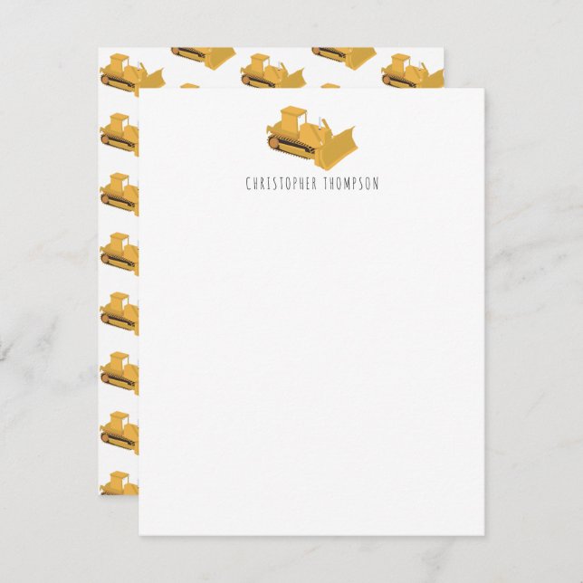 Tarjeta Pequeña Camión de Construcción Bulldozer Infantil (Anverso / Reverso)