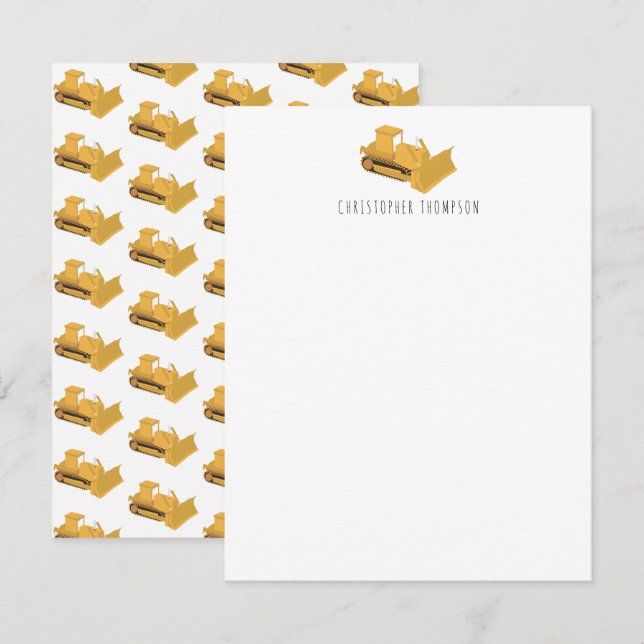 Tarjeta Pequeña Camión de construcción de bulldozer para niños (Anverso / Reverso)
