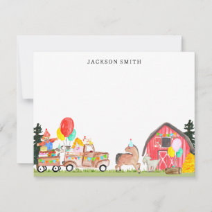 Tarjeta Pequeña Camión de fiesta de cumpleaños animales de granja 