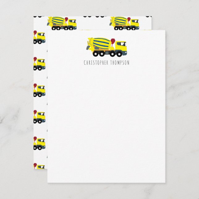 Tarjeta Pequeña Camión de hormigón cemento construcción niños niño (Anverso / Reverso)