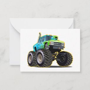 Tarjeta Pequeña Camión monstruo de dibujos animados
