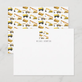 Tarjeta Pequeña Camiones de Construcción Personalizados para Niños