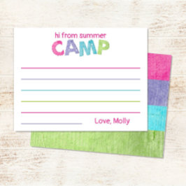 Tarjeta Pequeña Campamento de Verano Rústico Colorido Rosa Púrpura