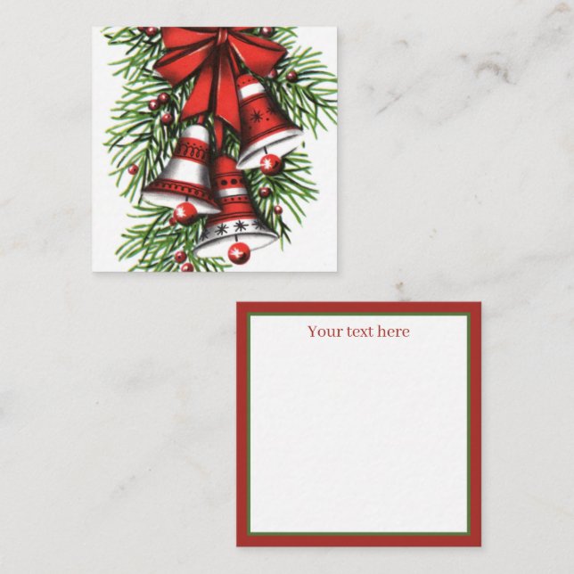 Tarjeta Pequeña campanas de Navidad retro vintage (Anverso / Reverso)