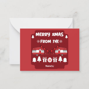 Tarjeta Pequeña Camping de caravanas felices Navidades