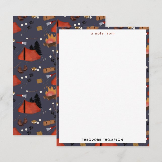 Tarjeta Pequeña Camping Outdoor Adventure Summer Campfire Niños (Anverso / Reverso)