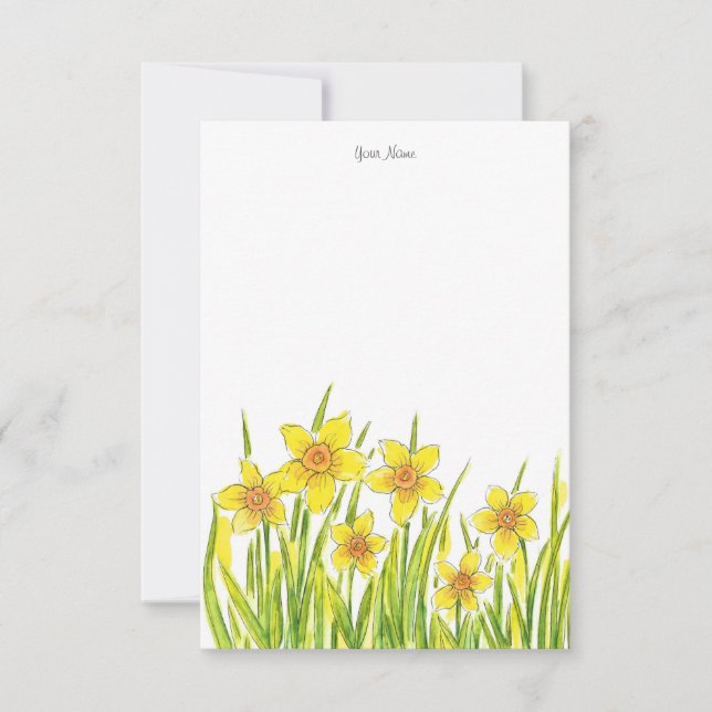 Tarjeta Pequeña Campo de Daffodils (Anverso)