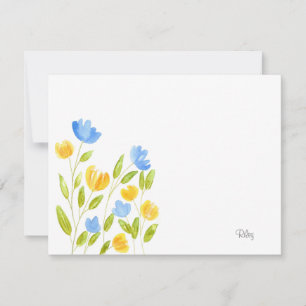 Tarjeta Pequeña Campo de flores azules amarillas