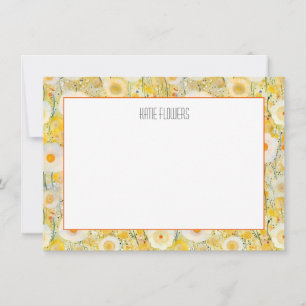 Tarjeta Pequeña Campo de flores NOMBRE Naranja Amarillo Belleza Na