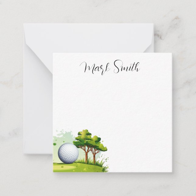 Tarjeta Pequeña Campo de golf con regalos de nombre para golfistas (Anverso)