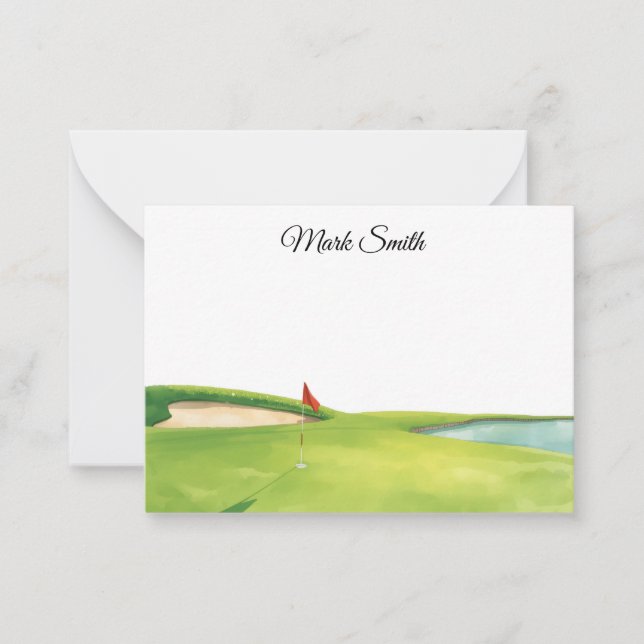 Tarjeta Pequeña Campo de golf con tu nombre (Anverso)