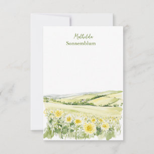 Tarjeta Pequeña Campos de Girasoles Paisaje