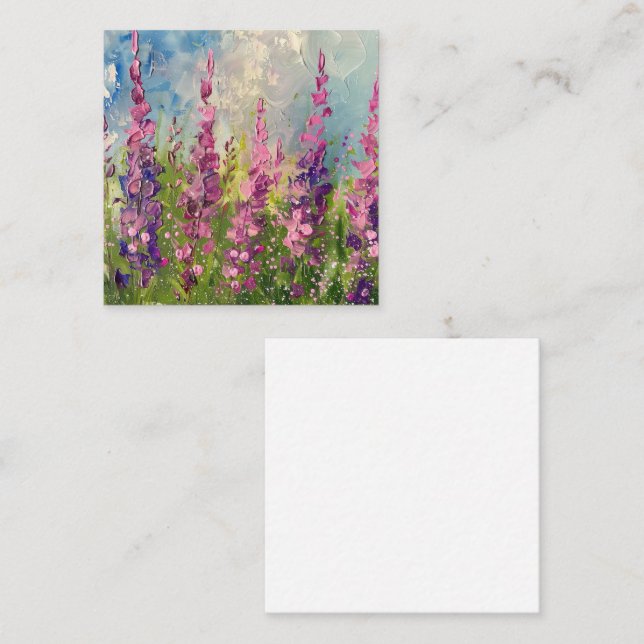 Tarjeta Pequeña Campos de lavanda caprichosos (Anverso / Reverso)