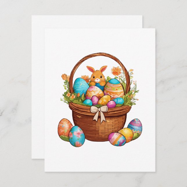 Tarjeta Pequeña Canasta del Conejo de Pascua (Anverso / Reverso)