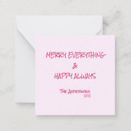 Tarjeta Pequeña Candy Cane Pink Felices Fiestas Merry Todo