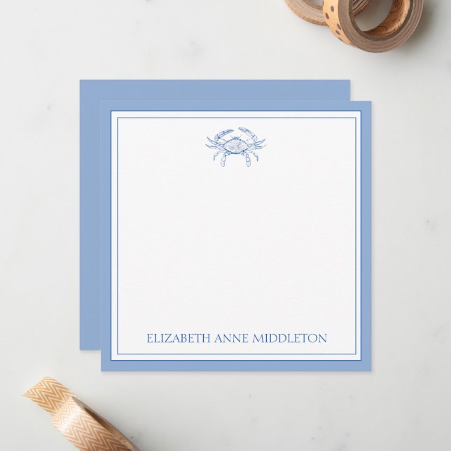 Tarjeta Pequeña Cangrejo blanco y azul precoz personalizado (Anverso/Reverso In Situ)