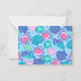 Tarjeta Pequeña Cangrejo de la concha de Preppy Beach