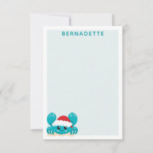 Tarjeta Pequeña Cangrejo de Navidad Azul Turquesa Personalizado