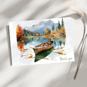 Tarjeta Pequeña Canoe Mountain Lake Sympathy Gracias