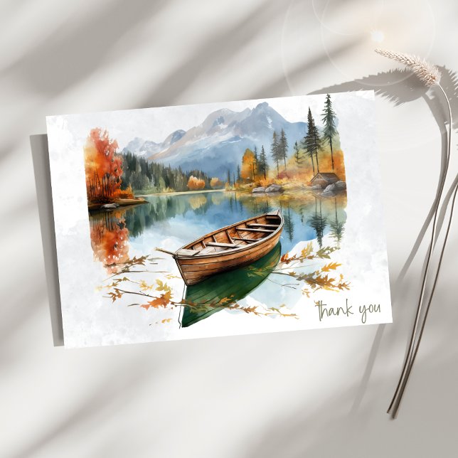 Tarjeta Pequeña Canoe Mountain Lake Sympathy Gracias (Subido por el creador)