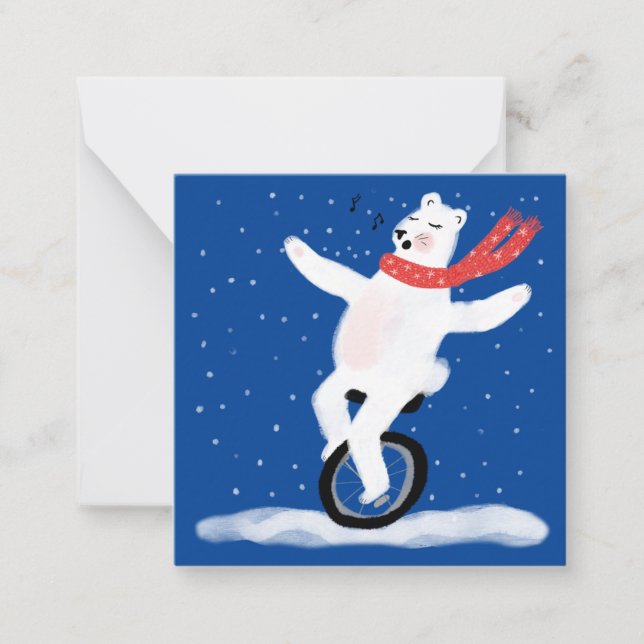 Tarjeta Pequeña ¡Cantando Polar Bear Holiday Card Personalizar! (Anverso)